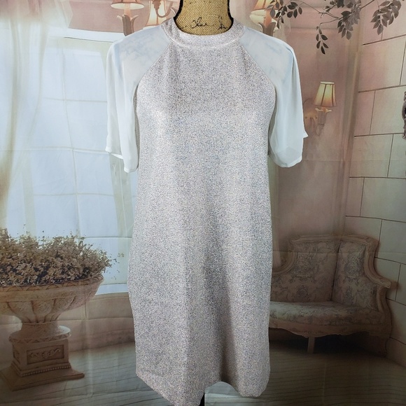 Asos Shimmer Tunic Dress with Sheer Sleeves - Picture 8 of 8